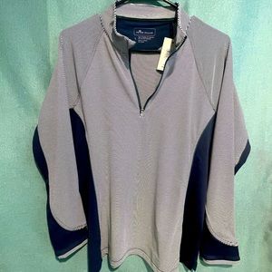 Peter Millar Zip Golf Windshirt/Jacket Large Women's NWT navy blue/white stripe